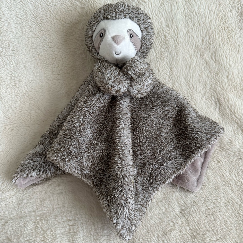 Carter’s Sloth Baby Security Blanket Brown Lovey 14x14” Soother Plush Nursery